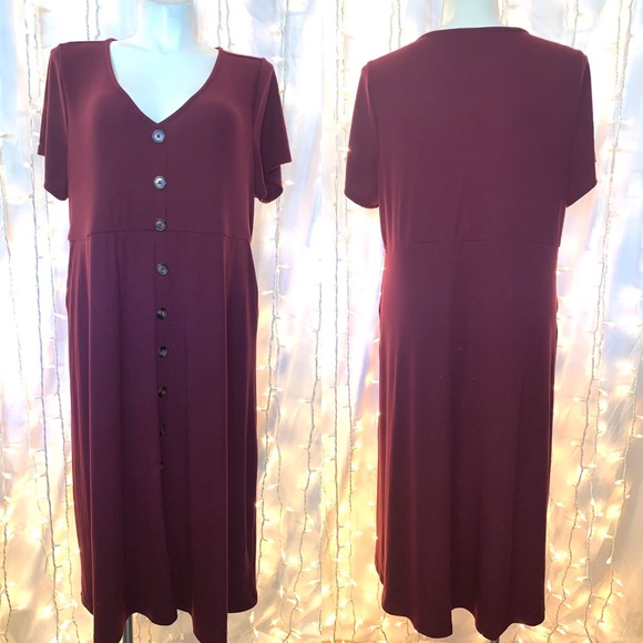 TORRID ⭐️ Burgundy Purple Button Front Dress - Picture 10 of 13
